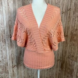 Tally Wejil Open Knit Pullover V Neck Sweater Size Medium